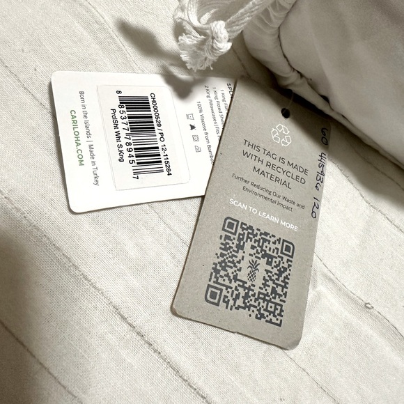 Cariloha Split King Percale Sheet Set 100% Viscose Bamboo (5pc) White- NWT!